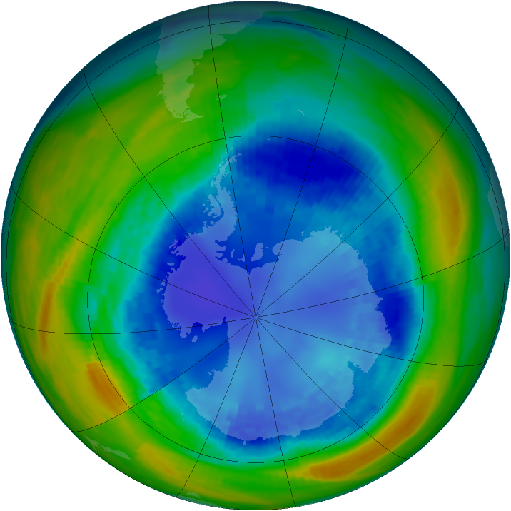 Antarctic ozone map for 26 August 1993